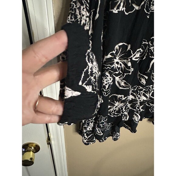 Free People Dress Womens Size Small Snap Out of It Black Floral Tunic Boho - Picture 7 of 12